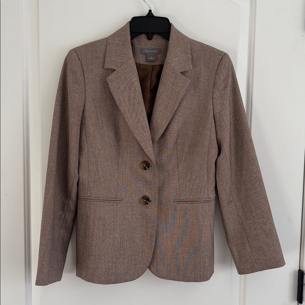 Ann Taylor Taupe Herringbone Women's Blazer